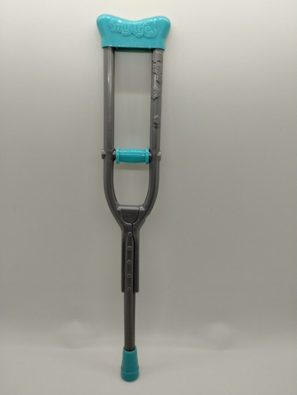 Single My Life 18" Doll size Accessory Crutches Gray and Teal Blue